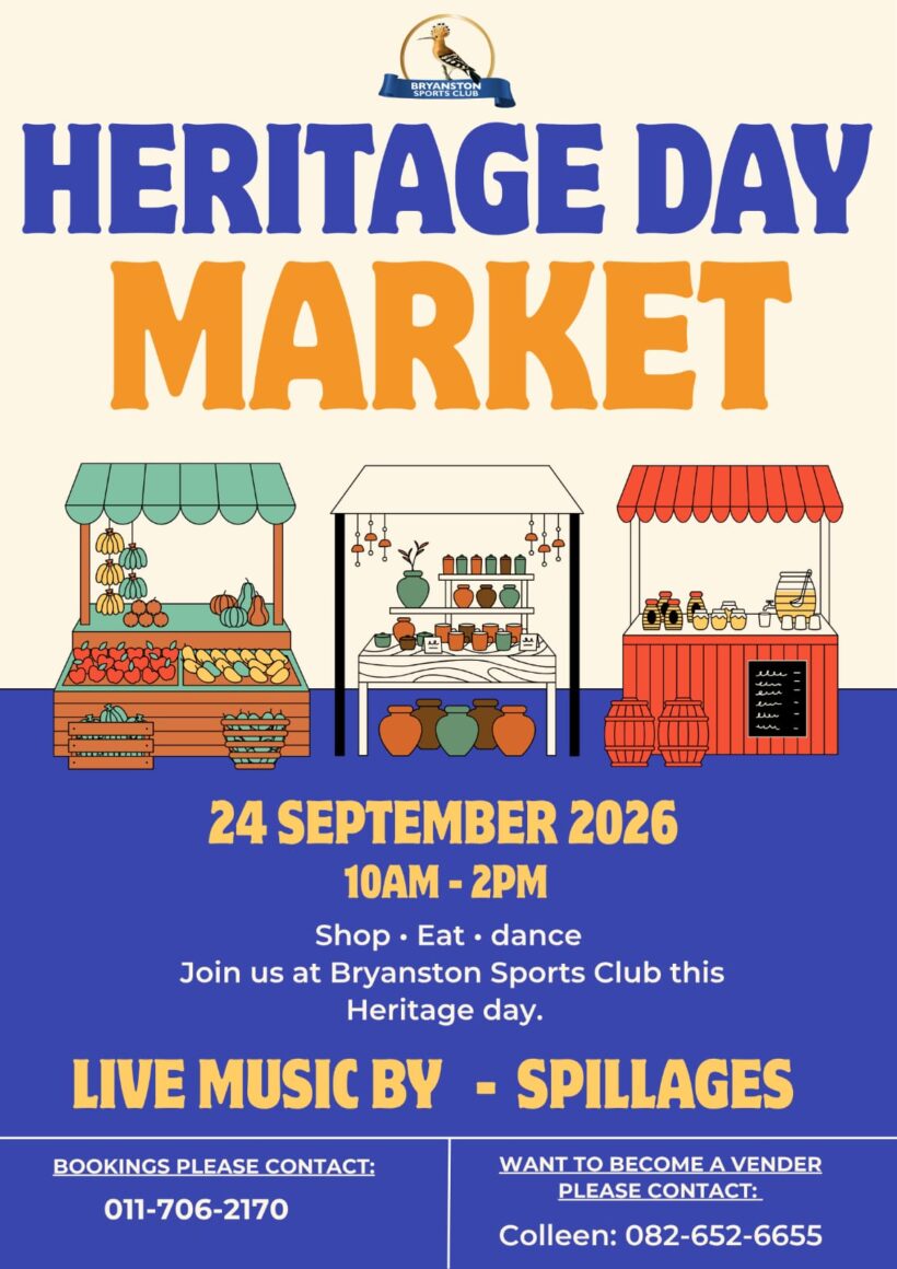 HERITAGE DAY MARKET, Bryanston Sports Club, September 24th